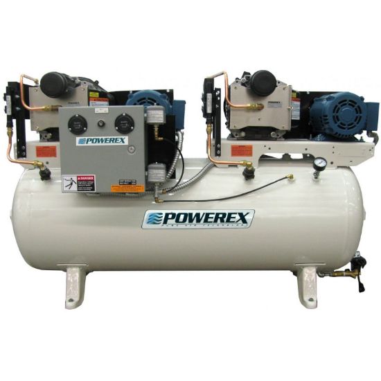 Picture of Powerex STD0503 Duplex 10hp (2x5hp) Oil Free Scroll Air Compressor, 30.4cfm@100psi 80 Gallon 3 Phase